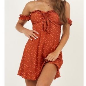 Polka dot, off the shoulder, Showpo dress!